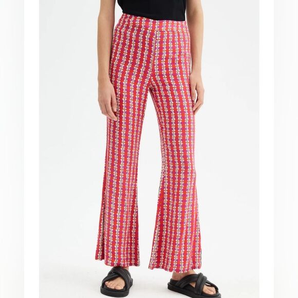 Compania Fantastica Women's Viscose Geometric Print Mid-rise Flared Trousers XS - Picture 1 of 16